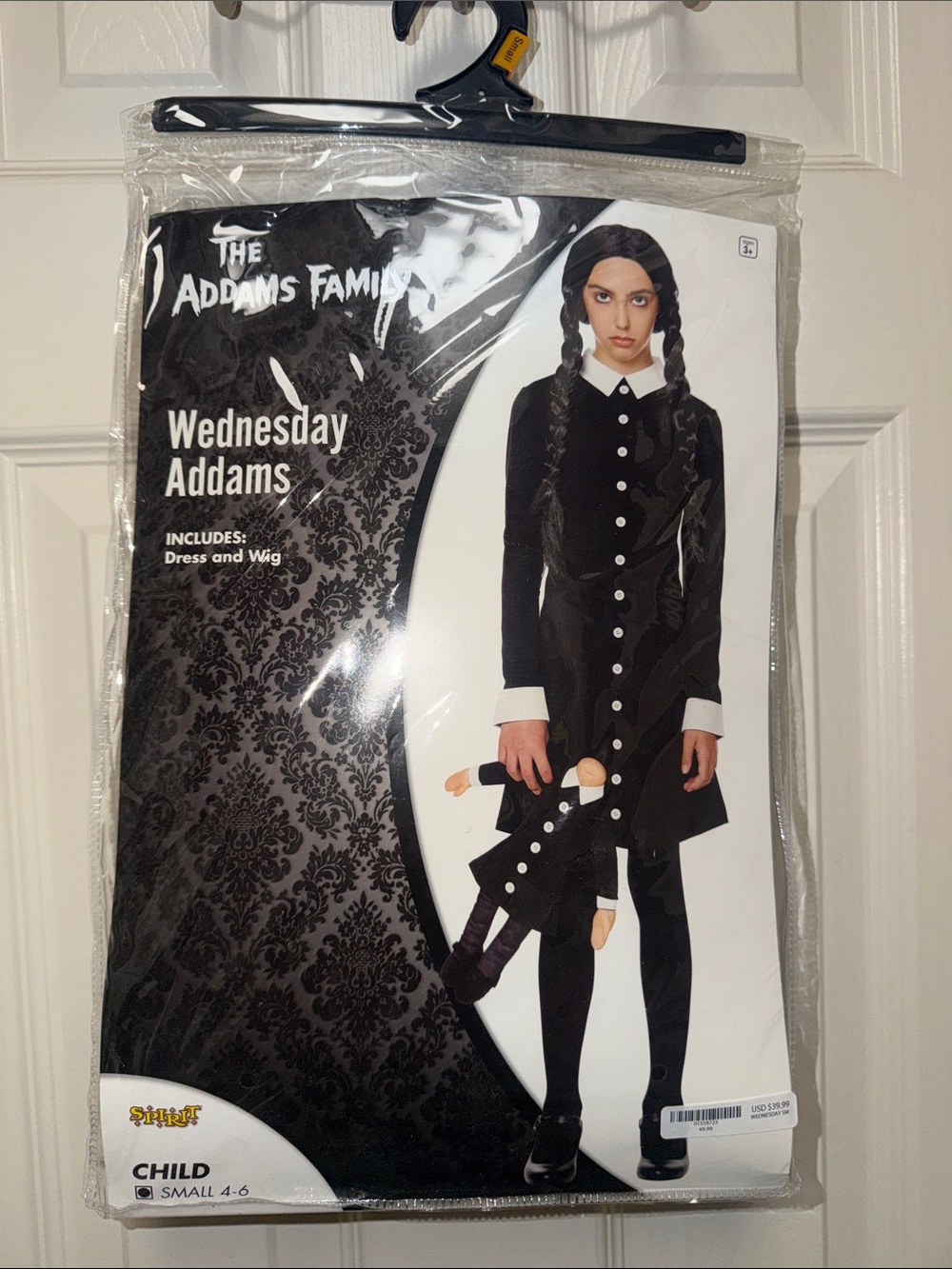 Wednesday Addams Kids Costume - Black with White Collar